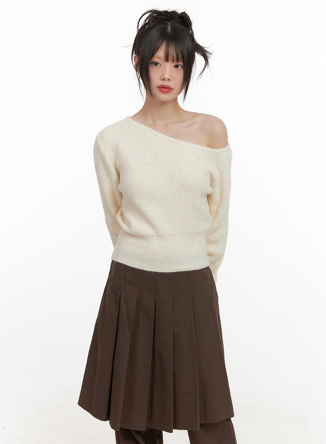 one-shoulder-wool-blend-sweater-cj506 / Light beige