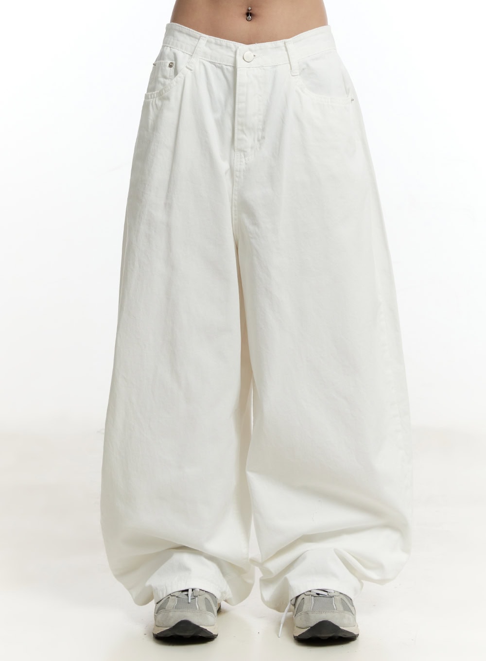 pintuck-oversized-cotton-trousers-cy505 / White