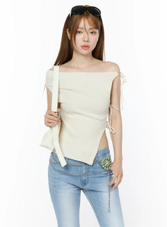 iris-ribbed-off-shoulder-knit-top-cu511 / Light beige