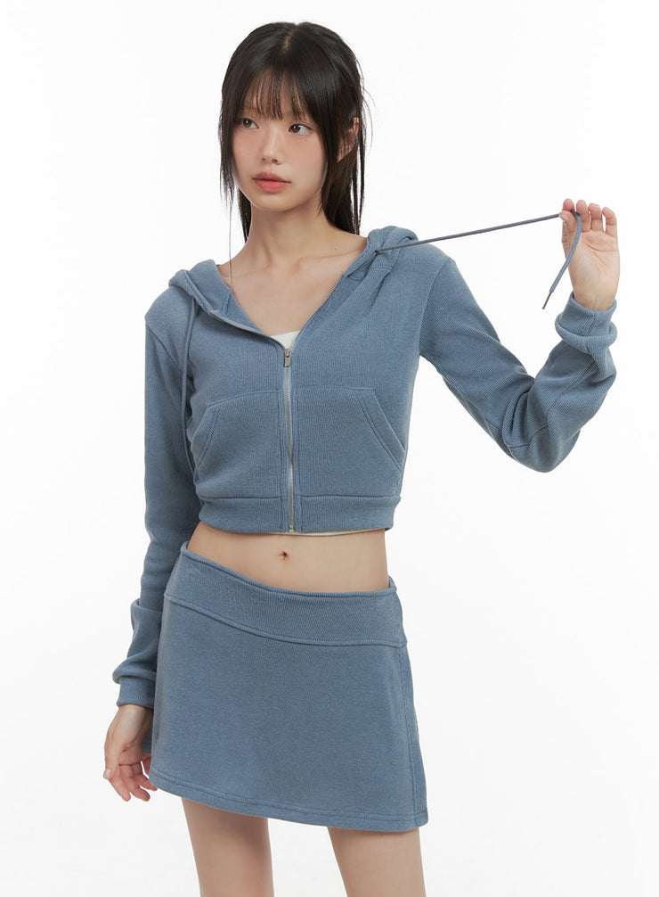 zippered-hooded-crop-top-cs410 / Light blue