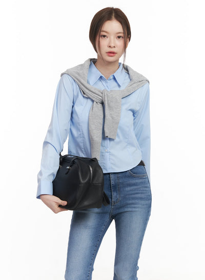essential-collared-crop-shirt-cm511 / Light blue