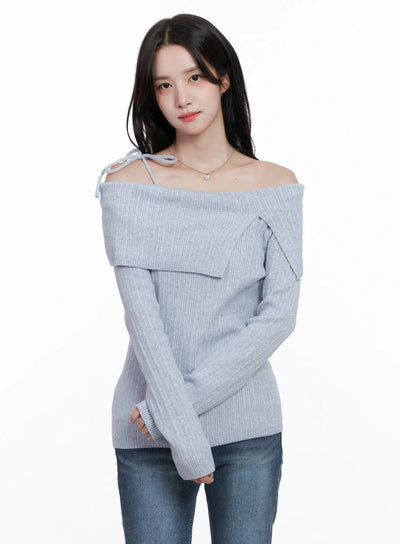 elegant-ribbon-off-shoulder-top-cs519 / Light blue