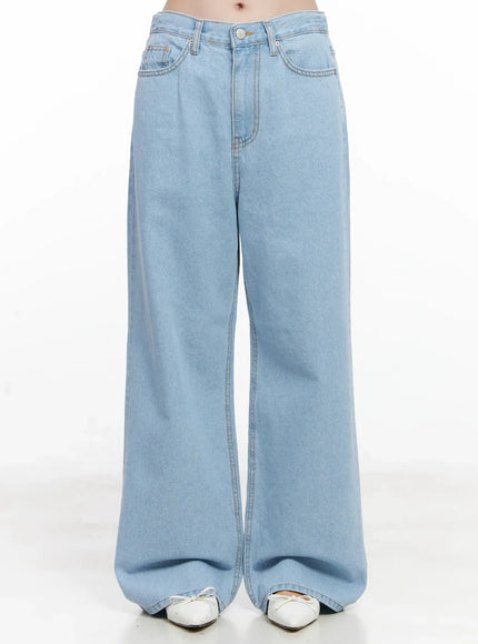 carmen-high-waist-wide-leg-denim-jeans-cl523 / Light blue