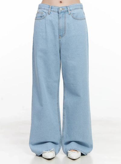 carmen-high-waist-wide-leg-denim-jeans-cl523 / Light blue