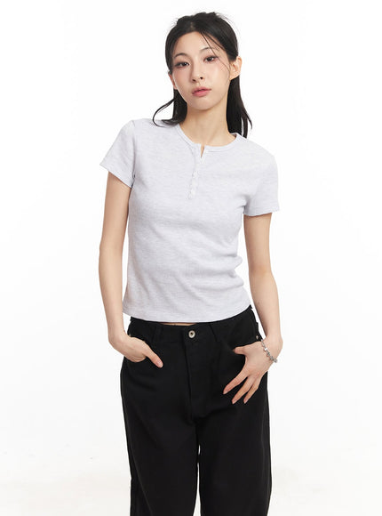 essential-henley-button-top-ca516 / Light gray
