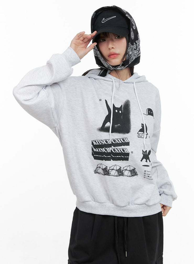 chic-graphic-hooded-sweatshirt-cs412 / Light gray