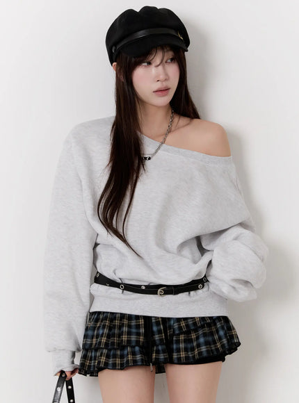 casual-off-shoulder-sweatshirt-cn524 / Light gray