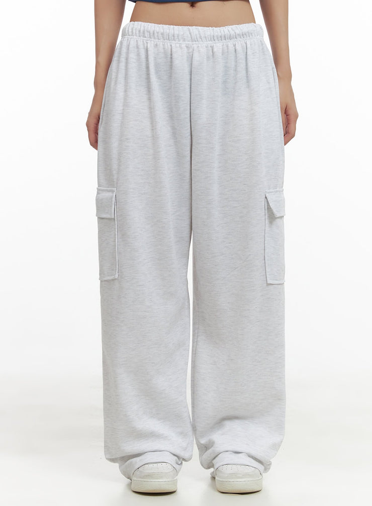 banded-cargo-sweatpants-cs405 / Light gray