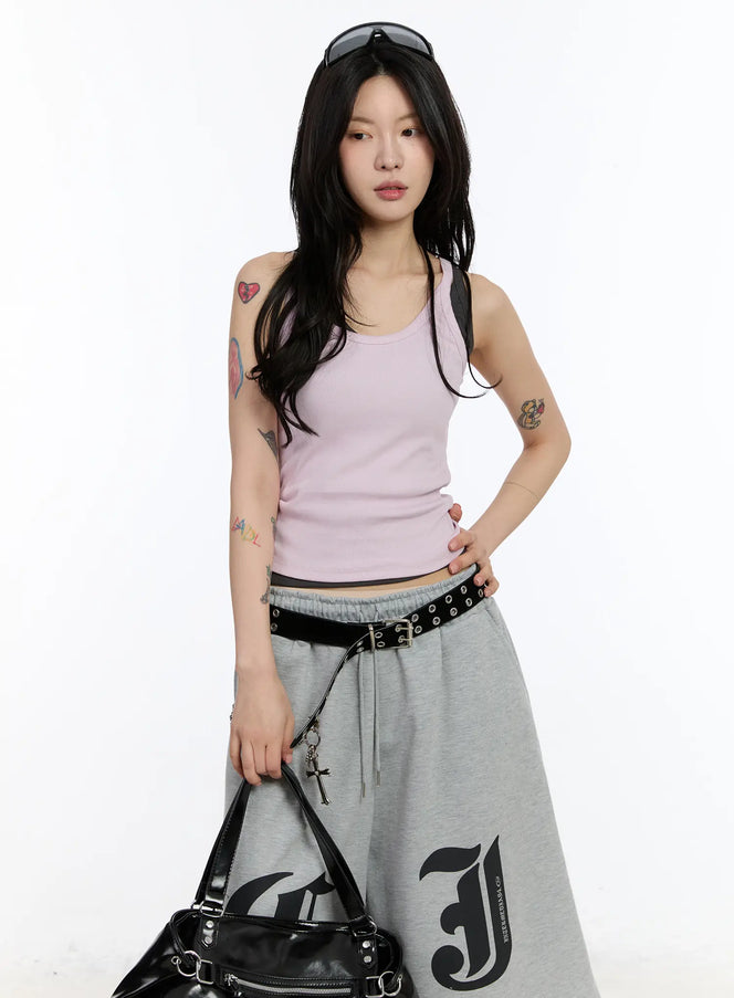 basic-ribbed-tank-top-ca506 / Light pink