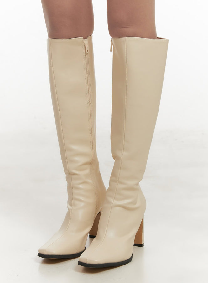 Classic Faux-Leather Knee-High Boots CJ514