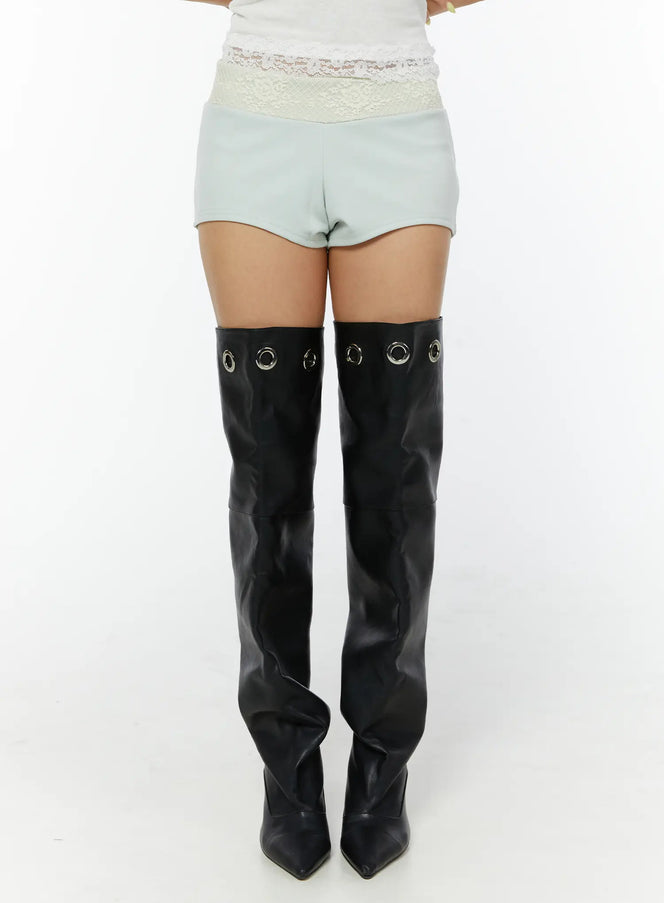 lace-trim-low-rise-shorts-cy521 / Mint