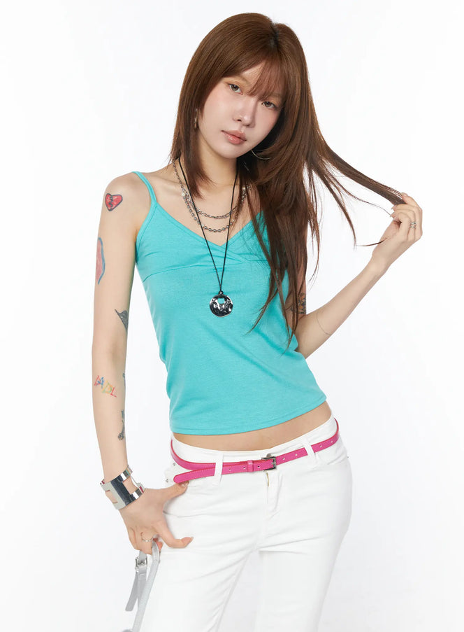 v-neck-sleeveless-top-cy527 / Mint
