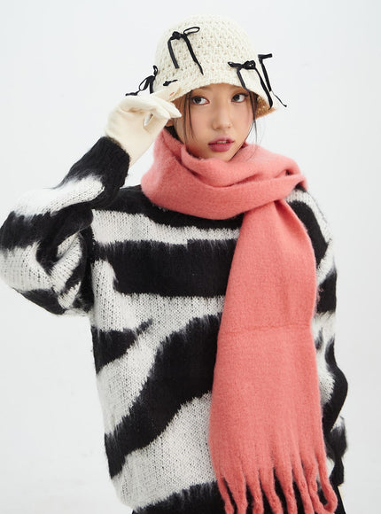 bold-tassel-scarf-in316 / Pink