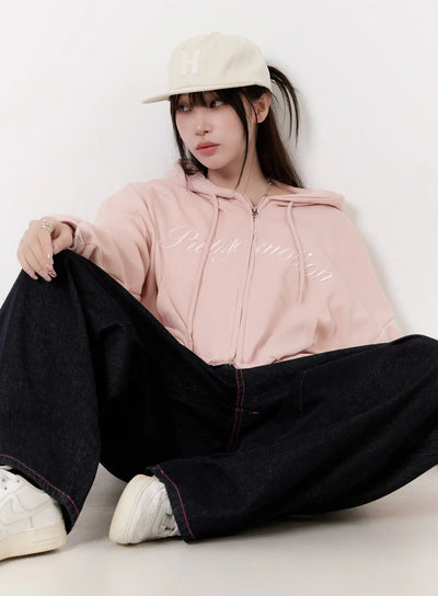 printed-graphic-zip-up-hoodie-co501 / Pink