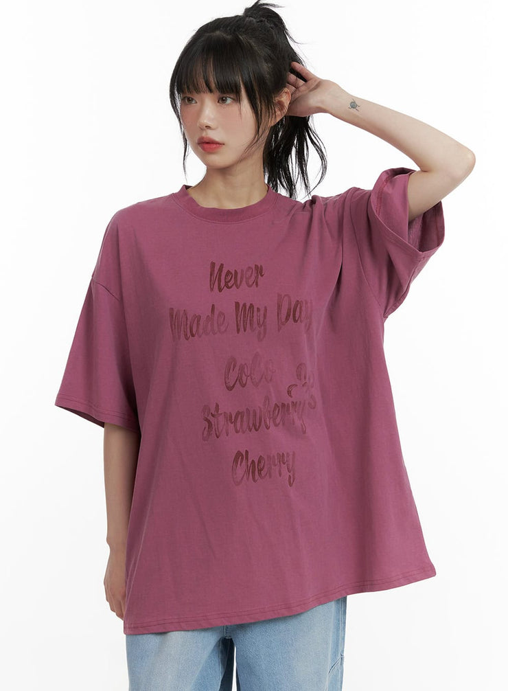 oversized-graphic-lettering-tee-cu410 / Purple