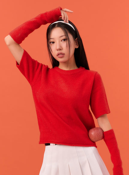 short-sleeve-sweater-and-arm-warmer-set-in301 / Red