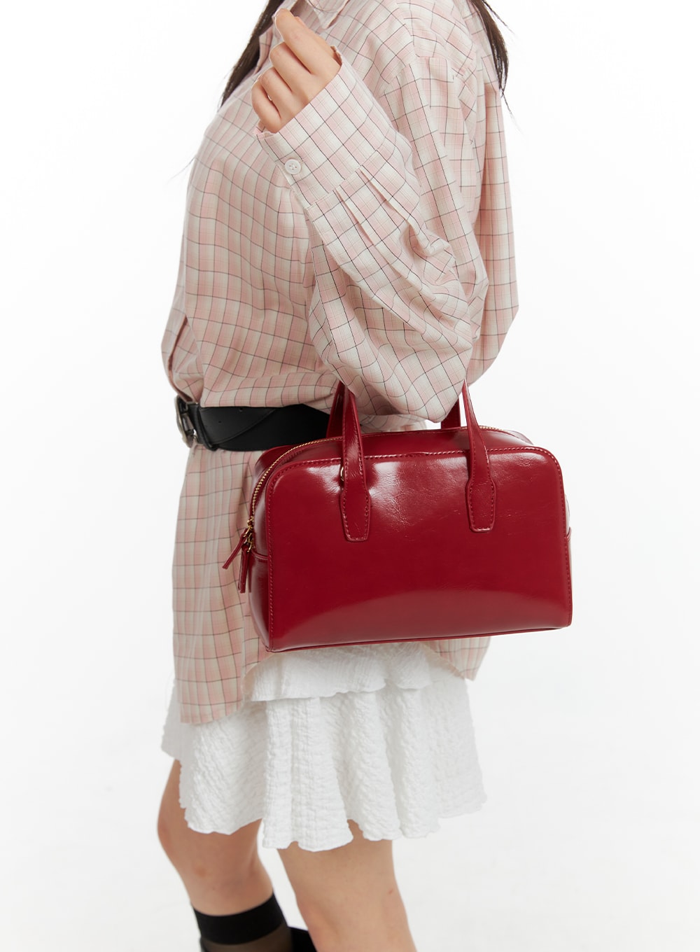 square-boston-handbag-cm413 / Red