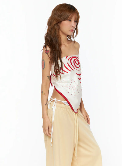 red-swirl-print-scarf-cu518 / Red