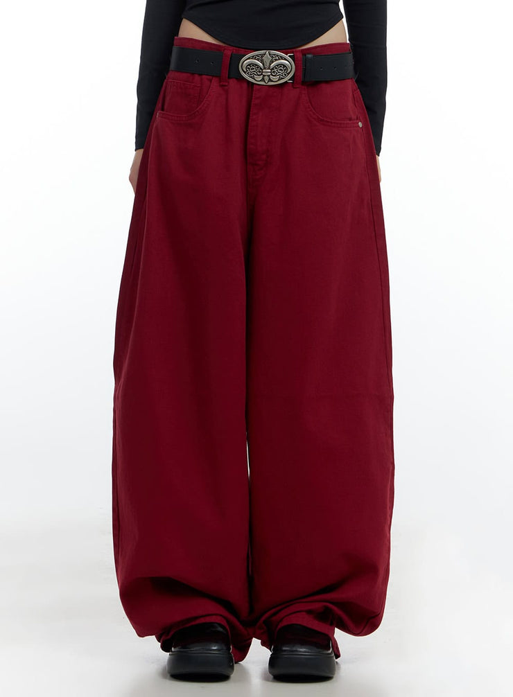 comfy-oversized-cotton-pants-cs420 / Red