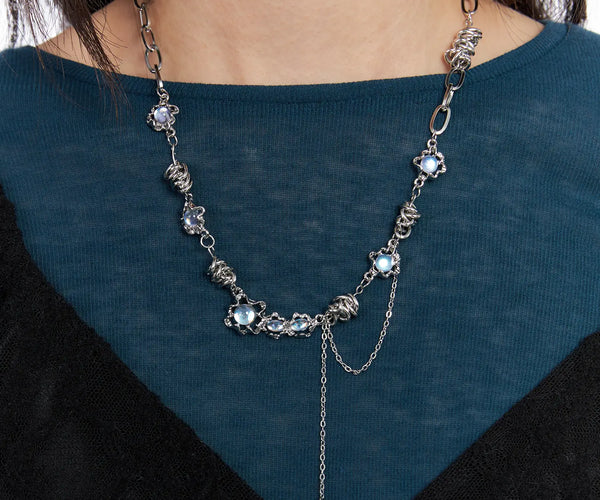 Blue Cubic Twist Necklace CC1809