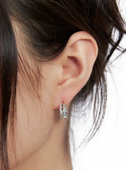 chunky-double-hoop-earrings-cg519 / Silver