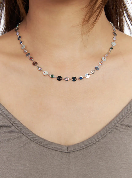 rainbow-crystal-necklace-cm525 / Silver