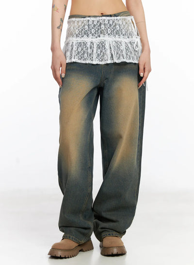 lace-layered-wrap-mini-skirt-cj522 / White