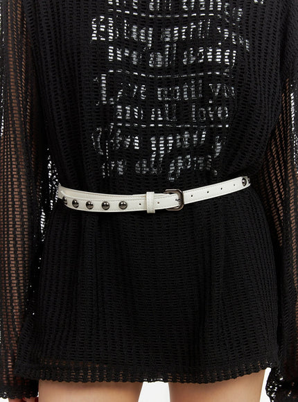 stud-leather-belt-cy417 / White