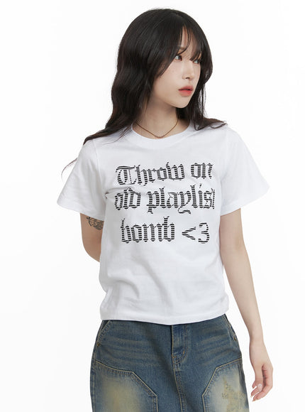 cotton-lettering-crop-t-shirt-ca408 / White