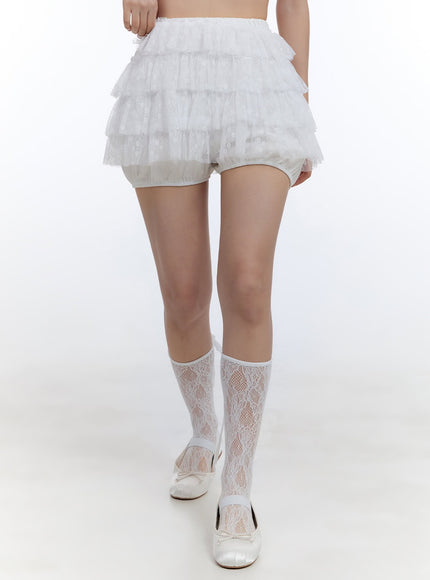 frill-lace-mini-skirt-cg413 / White