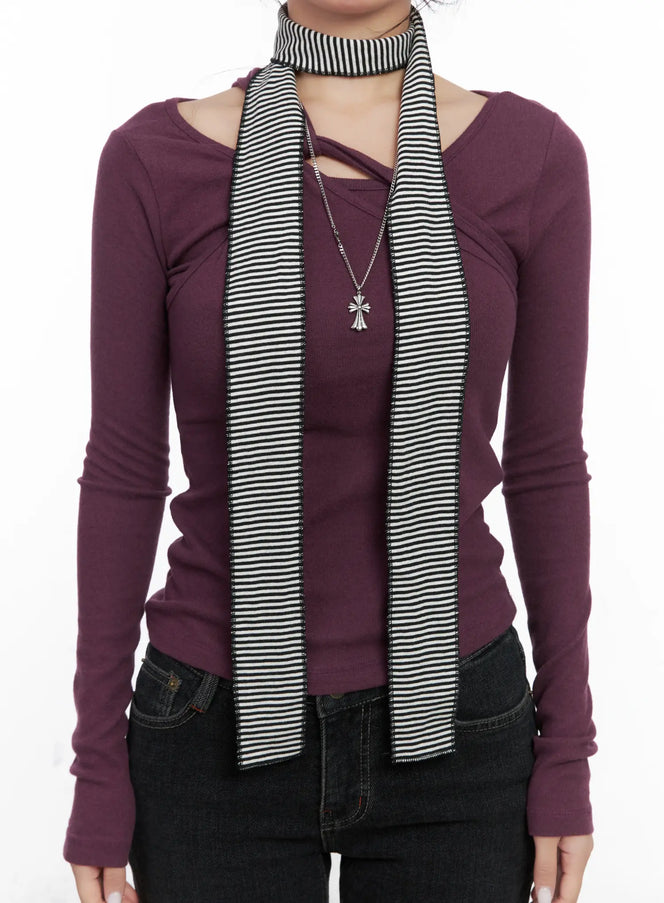 striped-two-way-scarf-cn514 / White