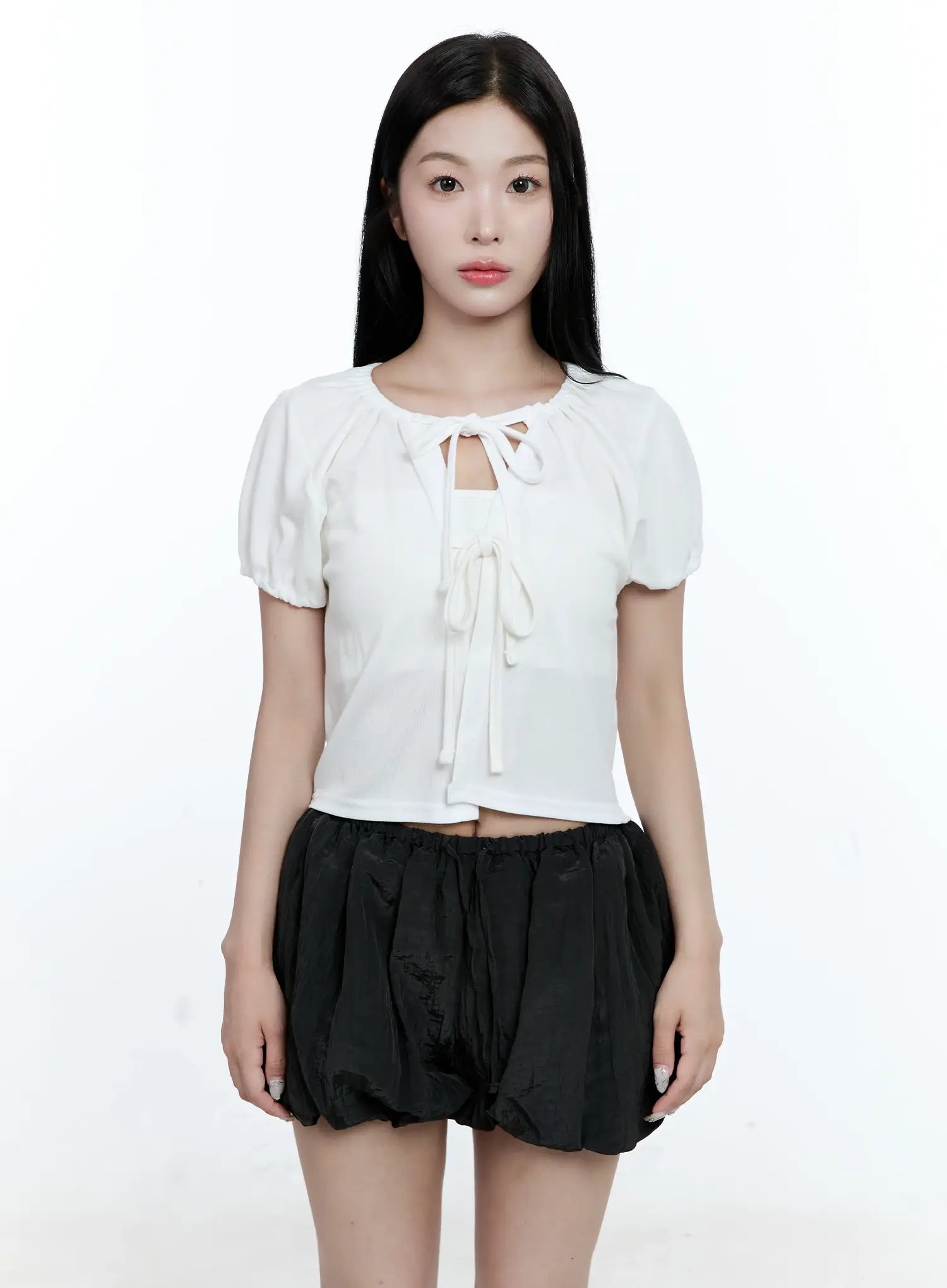 ribbon-puff-sleeve-cardigan-cg511 / White