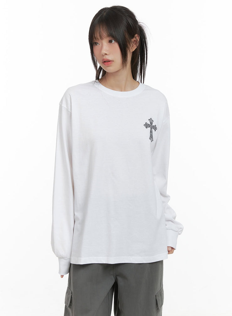 casual-oversized-round-neck-tee-cs410 / White