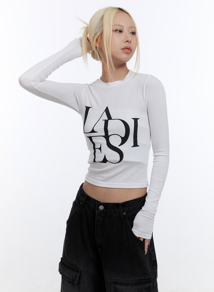 Round Neck Slim Fit Long Sleeve Crop Top CO423