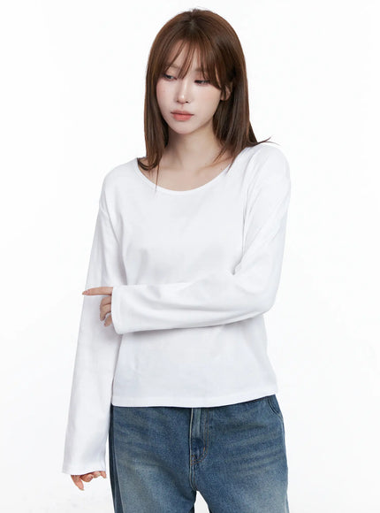 basic-crew-neck-long-sleeve-t-shirt-cg529 / White