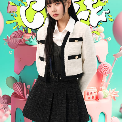 collarless-tweed-jacket-io317 / White