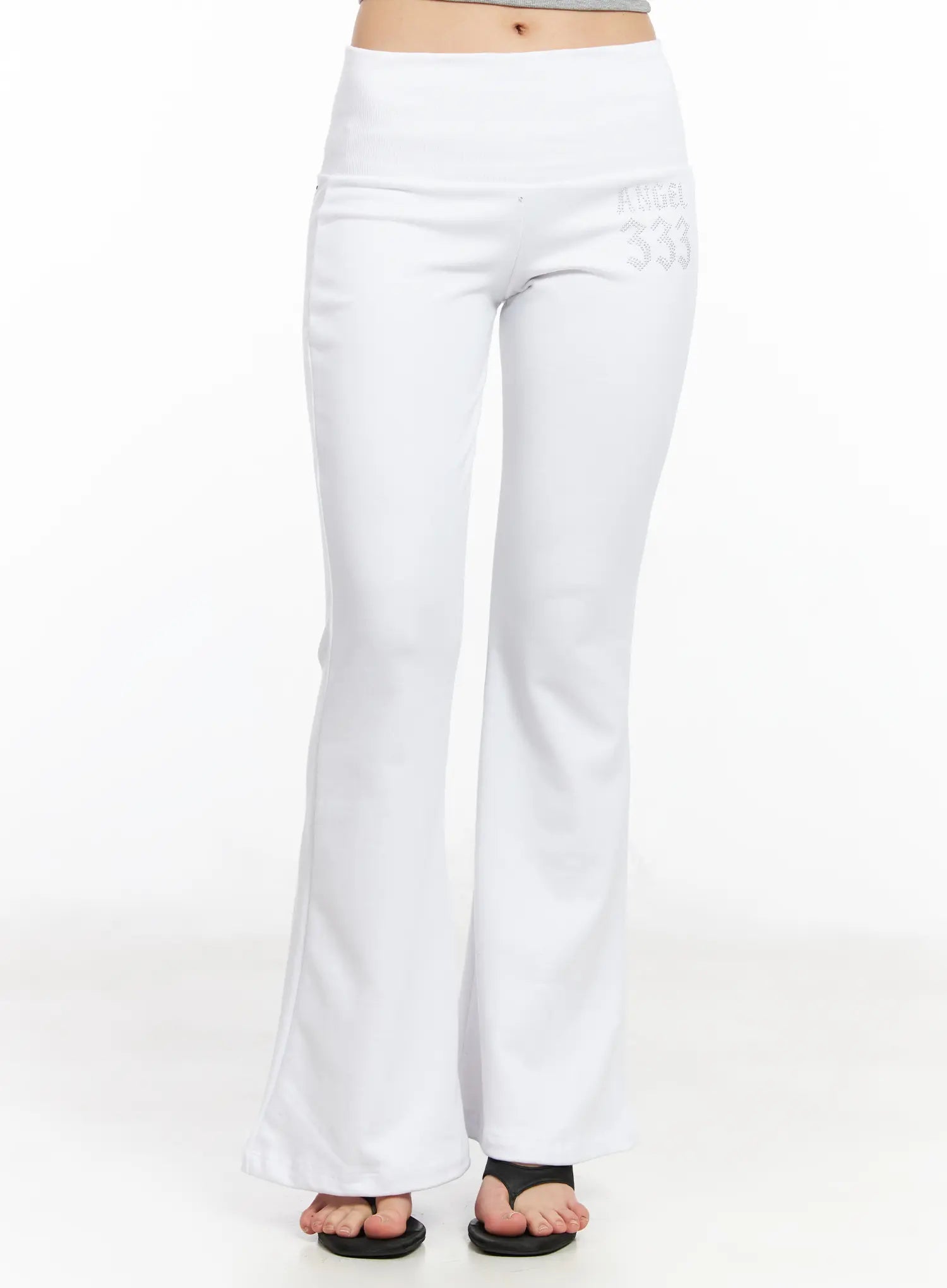 angelic-studded-bootcut-leggings-cm517 / White