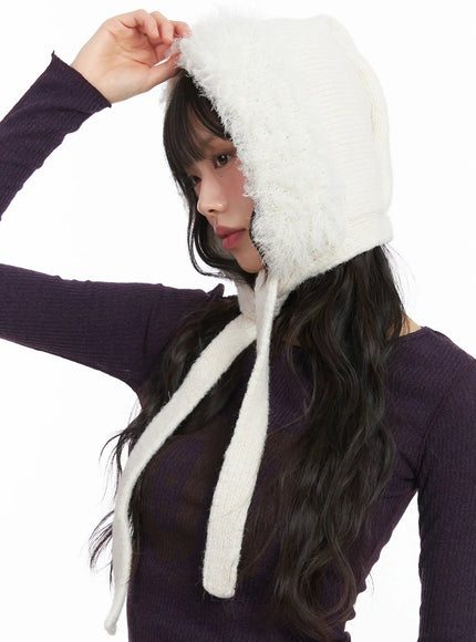 fluffy-knit-balaclava-cj501 / White