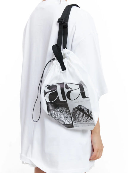 graphic-drawstring-backpack-cl514 / White