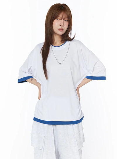 oversized-layered-t-shirt-cy527 / White