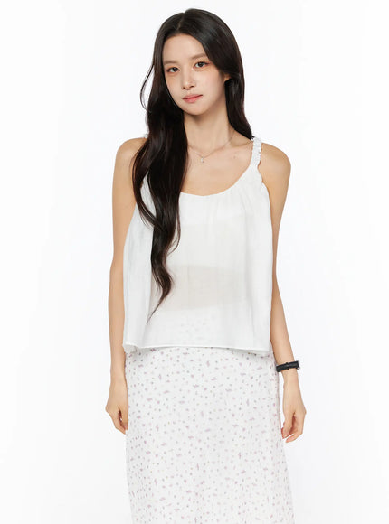 ruffle-strap-sheet-sleeveless-top-cu522 / White