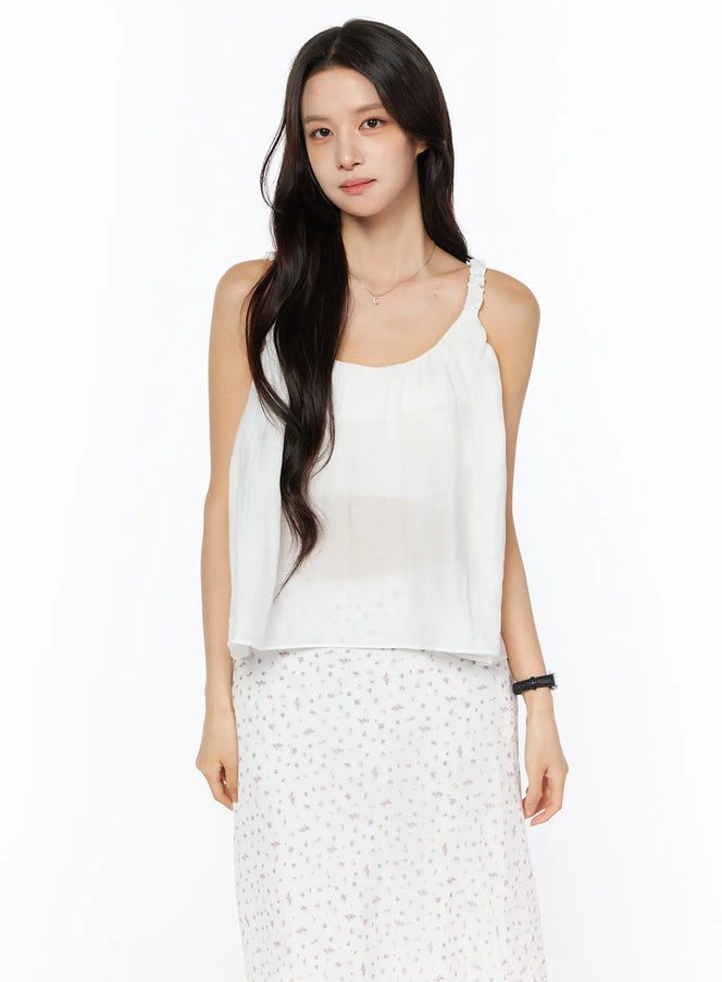 ruffle-strap-sheet-sleeveless-top-cu522 / White