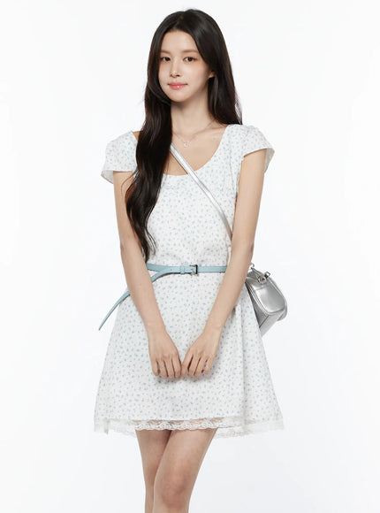 floral-lace-mini-dress-cu522 / White