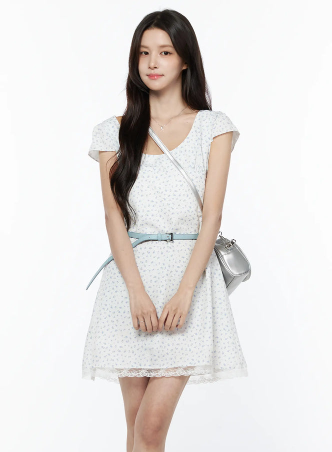 floral-lace-mini-dress-cu522 / White