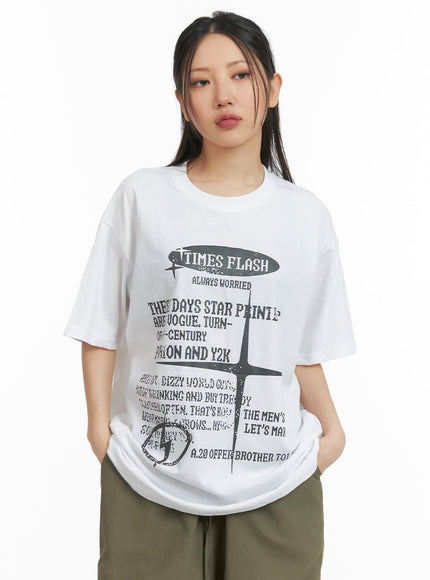 graphic-lettering-oversized-tee-cm419 / White