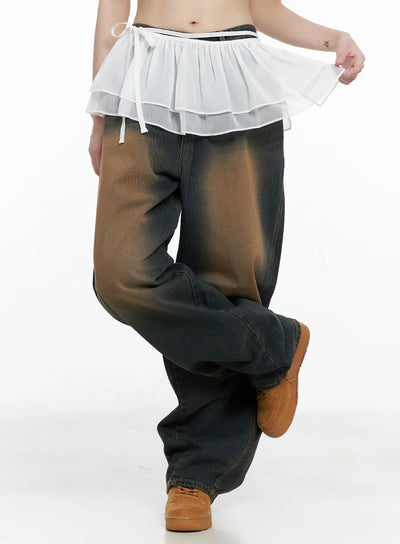 ruffle-layered-mini-skirt-cg519 / White