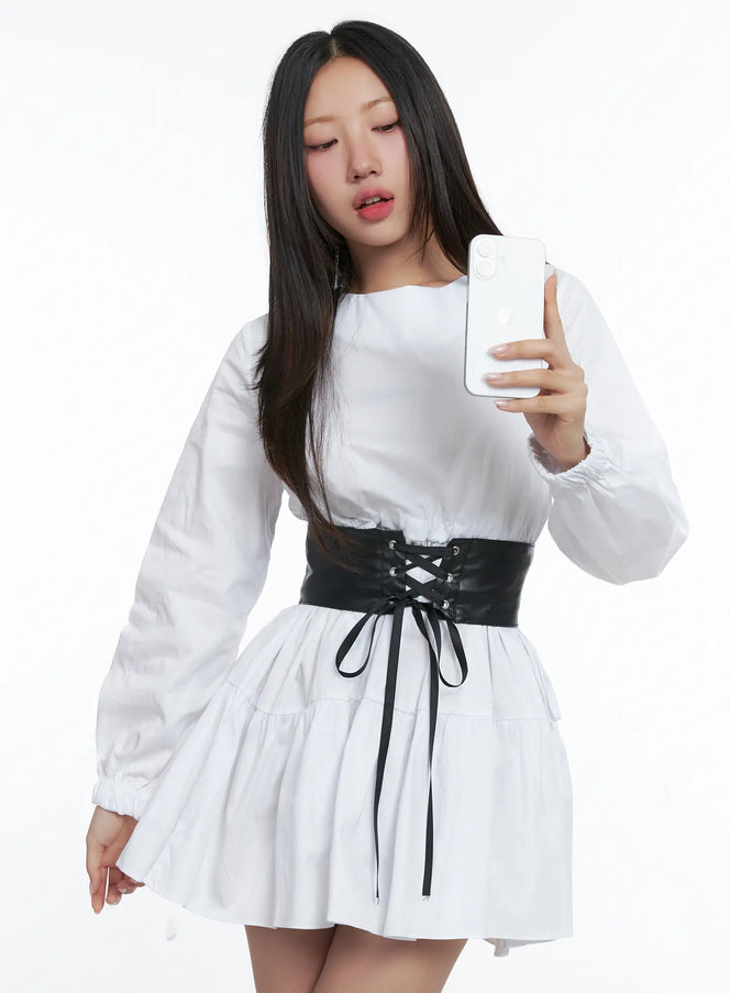 romantic-ruffled-mini-dress-cs503 / White