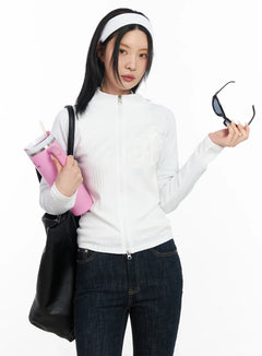 athletic-zip-up-track-jacket-cf526 / White