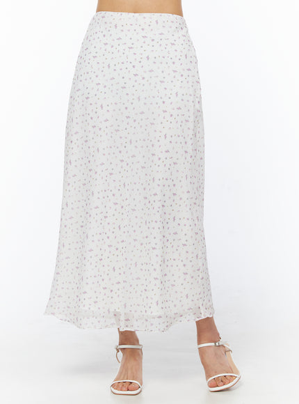 floral-print-maxi-skirt-cu522 / White