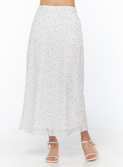 floral-print-maxi-skirt-cu522 / White